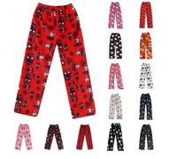 Générique Pantalon Pyjama Femme Flanelle Bas de Pyjama Filles Polaire Chaud et Doux Confort Imprimé de Cartoon Chat Anime Kawaii Mode Décontracté Vêtements de Nuit Pantalons pour Maison Lounge Cadeau