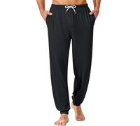 Générique Pantalon Pyjama Homme Bas De Pyjamas Hommes Confortable Polaire Doux Pantalons Lâche Pantalon De Nuit Réglable Maison Lounge Casual Automne Hiver Vêtements Noir XL