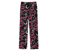 Générique Pantalon Pyjama Homme Confortable avec Cordon de Serrage Pantalon Homme Vintage Halloween avec Imprimé Chauve-Souris et Lune Pantalons de Nuit Loisirs Pantalons Baggy pour la Maison