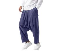Générique Pantalon Sarouel décontracté Homme Confortable Coupe Ample idéal Marche Quotidien Printemps été Automne Hiver (Navy, XXXXL)
