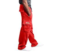 Générique Pantalon Securite Homme Classique Polaire Mode Tenue de Travail Pantalon de Travail Cargo Softshell avec Cordon Coulissant de Sport Bas de Jogging Homme Rouge XL