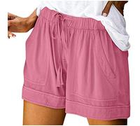 Générique Pantalon Shorts Splice Womens Looking Pocketed Drawstring Waist Comfy Elastic Casual Pants (S)