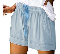 Générique Pantalon Shorts Splice Womens Looking Pocketed Drawstring Waist Comfy Elastic Casual Pants (Grey, XXXXL)
