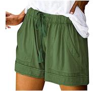 Générique Pantalon Shorts Splice Womens Looking Pocketed Drawstring Waist Comfy Elastic Casual Pants (Mint Green, XL)