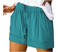 Générique Pantalon Shorts Splice Womens Looking Pocketed Drawstring Waist Comfy Elastic Casual Pants (Blue, XXXL)