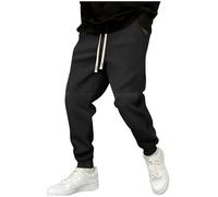 Générique Pantalon Sport Homme Automne Hiver Jogging Yoga Bas Survetement Taille Elastique Décontracté Cordon Poche Pants Extensible Casual Couleur Unie Sweatpants Outdoor Active Gym Noir XXL