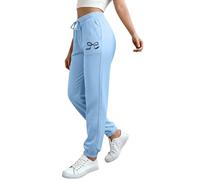 Générique Pantalon Sweat Long Motif Nœud Papillon Coulisse Tendance Décontracté Confortable(Light Blue, XXL)