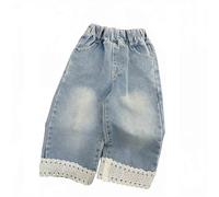 Générique Pantalon Thermique Enfant Jean Droit en Denim pour Filles,Pantalon Classique décontracté et Confortable,Extensible,idéal pour Jouer et Aller à l'école.