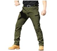 Générique Pantalon Travail Homme Chantier Multipoches Zippé Mince Cargo Imperméable Tactique Militaire Airsoft Tenue Verte L