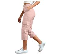 Générique Pantalon Workwear Ample et LéGer pour Femme,Taille Haute,Couleur Unie,Taille éLastiquéE,Multiple Poches,IdéAl pour Les Tenues DéContractéEs De Tous Les Jours(Pink,M)