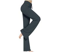 Générique Pantalon Yoga Femme Fluide Élastique Taille Haute Tummy Control Pantalon Patte d'Elephant Décontractés Ample Jambe Pilates Yoga Pants avec Cordon de Serrage