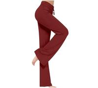 Générique Pantalon Yoga Femme Fluide Élastique Taille Haute Tummy Control Pantalon Patte d'Elephant Décontractés Ample Jambe Pilates Yoga Pants avec Cordon de Serrage