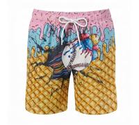 Générique Pantaloncini Estivi Bambini Con Vita Regolabile e Corda Morbida Stampa Gelato Casual Gioco(Yellow, 5-6 Years)