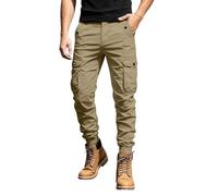 Générique Pantaloni Uomo Cargo Estivi Con Tasche Laterali e Lacci in Vita - Zip Alla Caviglia per Uno Stile Militare Casual: vestibilità Slim Fit in Polyester