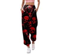 Générique Pantalons De Sport Femme, Costume Halloween Adulte Femme Pantalon Sport Large Taille Haute Pantalon De Détente Jambe Large Imprimé Halloween Pants Confortable Ample avec Poches