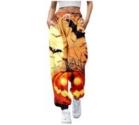 Générique Pantalons De Sport Femme, Deguisement Adulte Halloween Femme Pantalon De Sport Large Taille Haute Pantalon De Détente Imprimé Coupe Ample Doux Et Confortable Pants avec Cordon De Serrage
