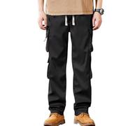 Générique Pantalons de Sport Homme de Ville Pantalon Peintre avec Cordon Coulissant Jogging Grande Longueur Pantalon de Travail Cargo Stretch Tenue de Travail Bas de Survetement Homme Noir L