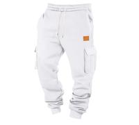 Générique Pantalons de Sport Homme Impermeable avec Cordon Coulissant Vetement Sport Pantalon Cargo Travail Pantalon Peintre Grande Taille Bas de Survetement Bas de Jogging Homme Blanc L
