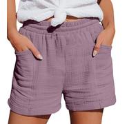 Générique Pantalons Décontractés De Couleur Unie pour Femmes, Plissee Hose Damen 7/8 Pantalon Tissu Plissé Double Épaisseur Short avec Deux Poches Pantalons D'Été Pantalon Couleur Unie Corsaire
