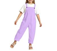 Générique Pantalons et Combinaisons pour Fille et Garçon - Jumpsuit Élégant à Bretelles Version Unie sans Motifs ni Conçu pour Les Activités Scolaires et Les Sorties (Purple, 13-14 Years)