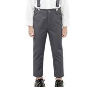 Générique Pantalons Garçon habillé pour garçon pour Les Occasions Formelles à l'école Pantalon Confortable à Devant Plat avec Ceinture réglable Tissu sergé Durable Coupe Classique (Dark Gray, 120/M)
