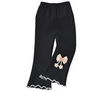 Générique Pantalons pour Filles pour Un Usage Quotidien Extensibles Doux et Confortables Pantalons décontractés pour Tout-Petits Tenue Printemps été Automne (Black 7-8 Years)
