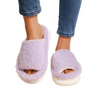 Générique Pantoufle Femme Chaussons Slippers Pantoufles De Noël Pour Homme Et En Peluche Amusante L'hiver Mules Fausse Fourrure Lavable 40°c Semelle Texture Isolation Froid Ete Mule Violet 41