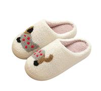 Générique Pantoufle Femme Pantoufles Slippers De Noël Pour Homme Et En Peluche Amusante L'hiver Mules Fausse Fourrure Lavable 40°c Semelle Texture Isolation Froid Chaussons Ete Brun 39