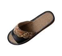 Générique Pantoufle Homme Confortable,Style EuropéEn Velours Imprimé Lin Cuir Pantoufles Hommes Printemps Et éTé Maison IntéRieur Plancher en Bois Sandales