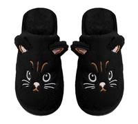 Générique Pantoufles Amusantes pour Femme, Mode d'hiver, Isolation, Bout fermé, Fond Plat, Doux (Noir, Pointure 8)