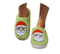 Générique Pantoufles Amusantes pour Homme et Femme - Motif cerf de Noël - Bout fermé - Fond Plat - Chaud (Vert, 3)