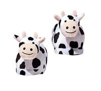 Générique Pantoufles D Hiver Floues de Vache: Chaussons de Peluche D Animaux Chauds Noir Et Blanc Fluffy Kawaii House Chaussons pour Femmes Filles M