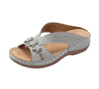 Générique Pantoufles d'été en Cuir à Fleurs ajourées pour Femmes Style Plage décontracté et Confortable sans Fermeture ni Talon projetant Chaleur Estivale (Light Blue, 38)