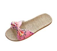 Générique Pantoufles Femme Confortable Chaussons Ete Babouche Chaussures De Piscine Chausson Antiderapant Claquettes Chaussure Plage Claquette Pantoufle 38 Été Lin Rose 37 Invité