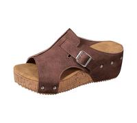 Générique Pantoufles Femme Sandales compensées pour femmes, sandales compensées à plateforme, à bout ouvert, chaussures d'été décontractées et habillées Chaussures De Marche Femme (Brown, 40)