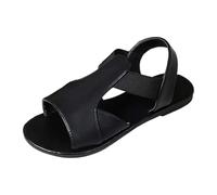 Générique Pantoufles Femme Sandales plates d'été pour femmes,nouvelles sandales à bout ouvert,à tête ronde et bouche de poisson creuse sur le côté,pour l'extérieur,grandes tailles(Black,39)