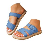 Générique Pantoufles plates élégantes pour femmes, semelle tissée et ornées de détails métalliques. Respirantes et confortables, elles sont parfaites pour été, la maison comme la Chaussures Bottines