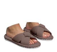 Générique Pantoufles pour femme en mousse à mémoire de forme en velours côtelé avec nœud et bandes croisées