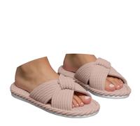 Générique Pantoufles pour femme en mousse à mémoire de forme en velours côtelé avec nœud et bandes croisées