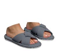 Générique Pantoufles pour femme en mousse à mémoire de forme en velours côtelé avec nœud et bandes croisées