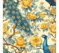 Générique Paon Fleur Jaune Papier Peint Épaissir Mat Auto Adhésif 44x300 cm Vintage Peint Meubles Autocollants Amovible Comptoir Contact Papier Stickers Muraux pour Bains Salon Chambre