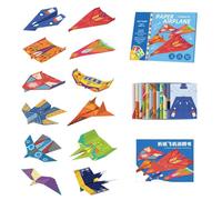Générique Paper Airplane Kit - Colorful Craft Set for Kids, Easy Fold Toys Boys and Girls, Educational DIY Aircraft Making | Fun Indoor Outdoor Creative Play Activity