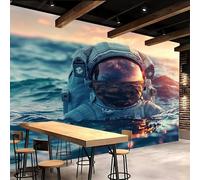 Générique Papier peint 200x140cm Astronaute De La Mer papier peint brique Univers Galaxie Toile décorative sans couture, look peinture à l’huile, pour pièce de réception ou salle d’attente