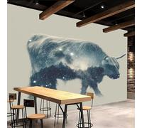 Générique Papier peint 200x140cm Bœuf papier peint brique Forêt étoilée Toile décorative sans couture, look peinture à l’huile, pour pièce de réception ou salle d’attente