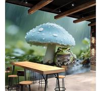 Générique Papier peint 200x140cm Champignon papier peint brique Grenouille Mignonne Toile décorative sans couture, look peinture à l’huile, pour pièce de réception ou salle d’attente