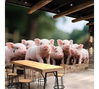 Générique Papier peint 200x140cm Cochon papier peint brique Animal Toile décorative sans couture, look peinture à l’huile, pour pièce de réception ou salle d’attente