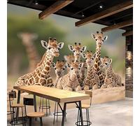 Générique Papier peint 200x140cm Girafe papier peint brique Faune Toile décorative sans couture, look peinture à l’huile, pour pièce de réception ou salle d’attente