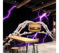 Générique Papier Peint 3D 200x140cm Burger Gothique papier peint mural chambre Style Sombre Décoration murale 3D sur toile de peinture à l’huile sans joint pour salon moderne ou mur TV