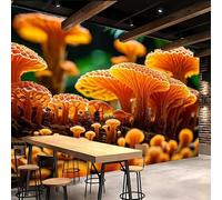 Générique Papier Peint 3D 200x140cm Champignon papier peint mural chambre Jaune Décoration murale 3D sur toile de peinture à l’huile sans joint pour salon moderne ou mur TV