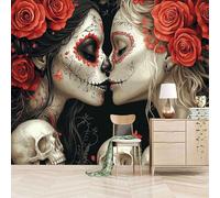 Générique papier peint 3d 250x180cm Couple Squelette papier peint mural chambre Décoration murale 3D sur toile de peinture à l’huile sans joint pour salon moderne ou mur TV EB24-8896